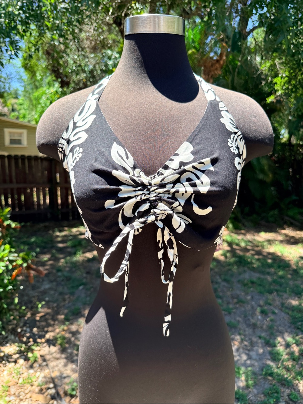 Vintage 70s 80s NWT Aloha Hut Hawaii Hawaiian Floral Cropped Halter Top